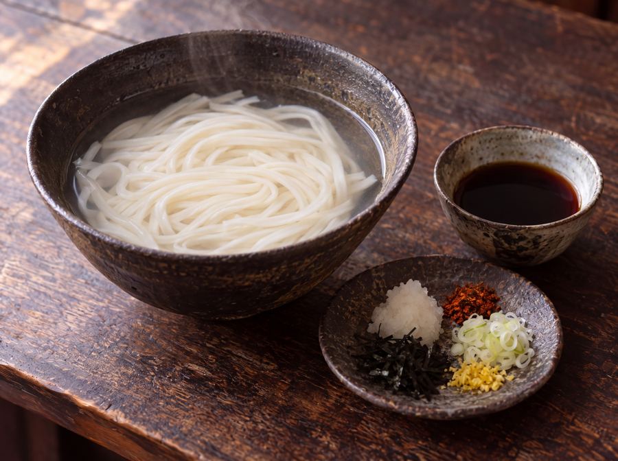 Tofunudeln mit warmer Dip-Soße